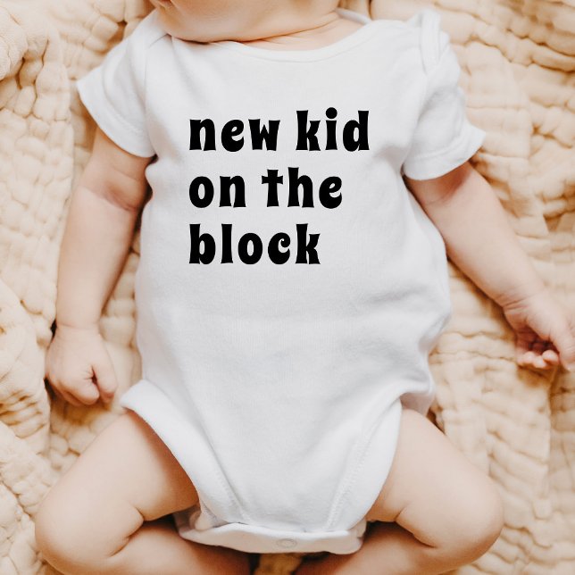 New Kid On The Block Retro Pregnancy Announcement Baby Bodysuit (Creator Uploaded)