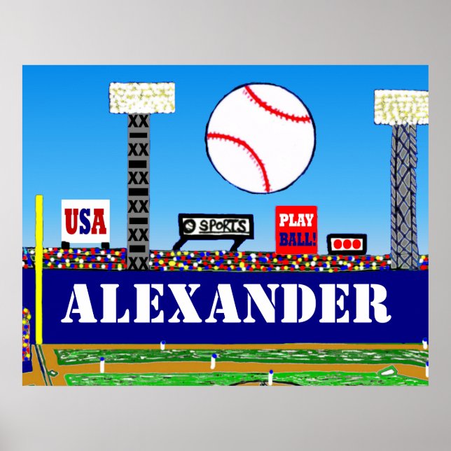 New Kids Sports Baseball Personalised Poster Art (Front)