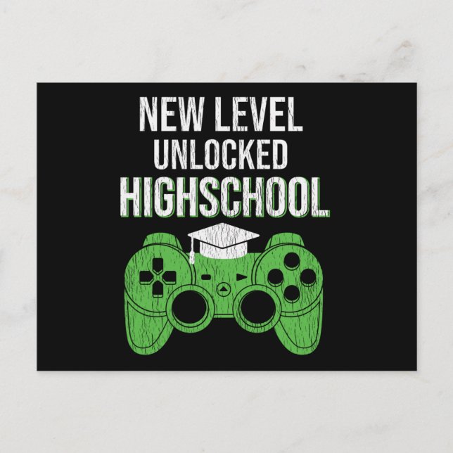 New Level Unlocked High School Gamer Student Gift Postcard (Front)