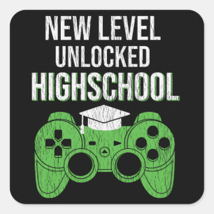 New Level Unlocked High School Gamer Student Gift Square Sticker