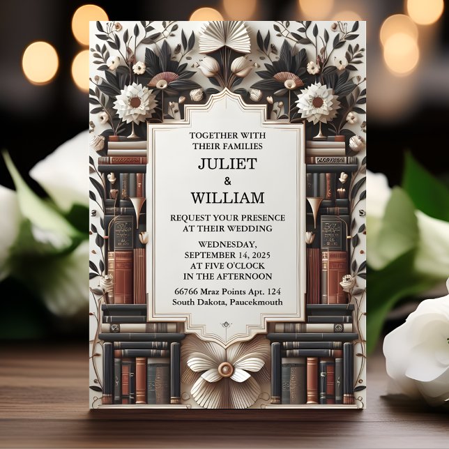 New Library Old English Book Club Cover Wedding Invitation (Creator Uploaded)