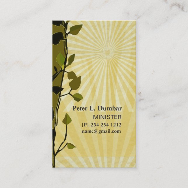 New Life Church Cross Faith Gold Sun Rays Business Card (Front)