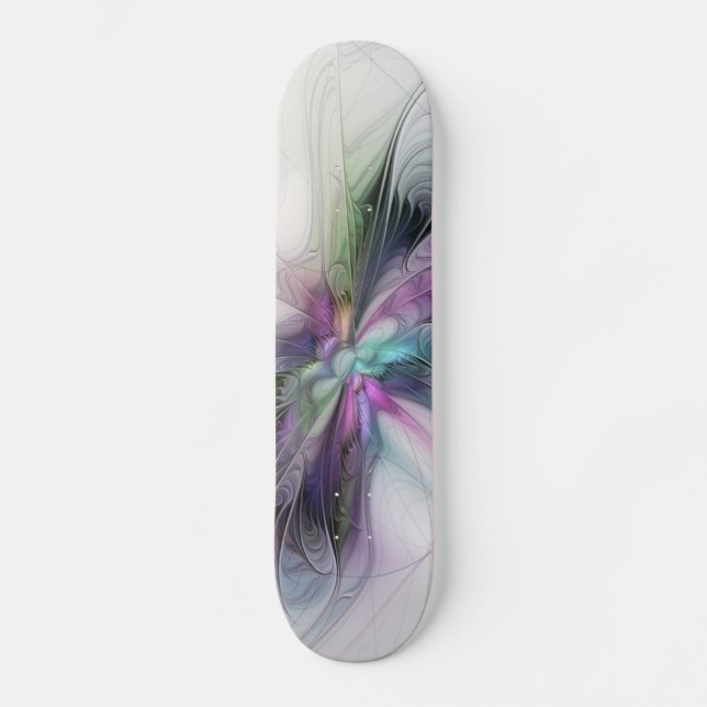 New Life, Colorful Abstract Fractal Art Fantasy Skateboard (Front)