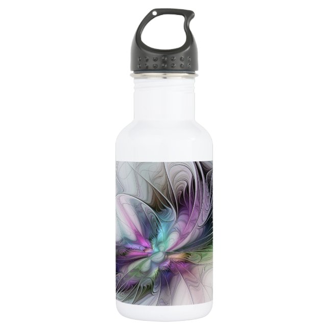 New Life, Colourful Abstract Fractal Art Fantasy 532 Ml Water Bottle (Front)