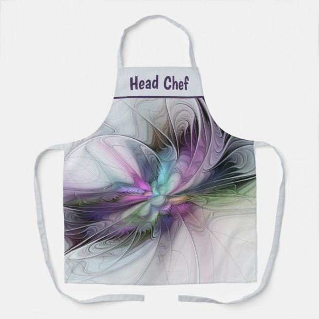 New Life, Colourful Abstract Fractal Art Fantasy Apron (Front)