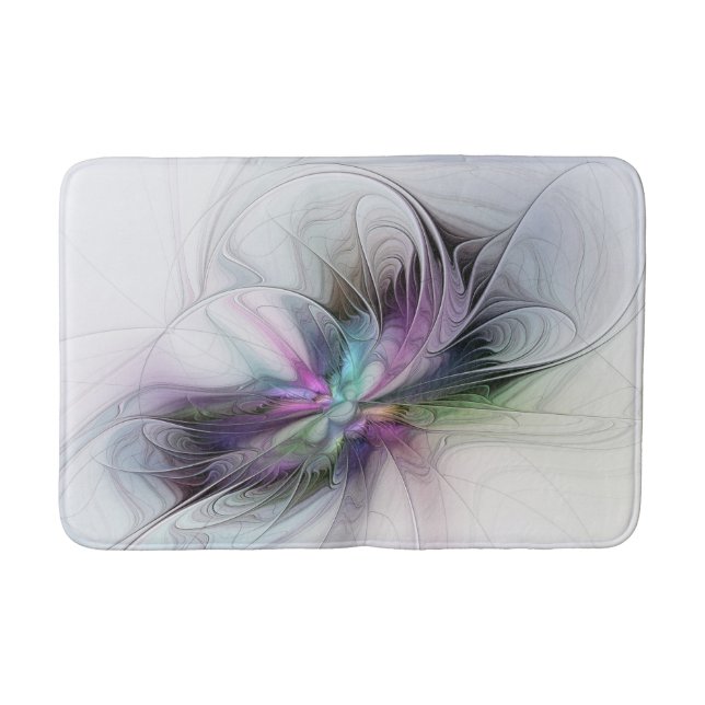 New Life, Colourful Abstract Fractal Art Fantasy Bath Mat (Front)