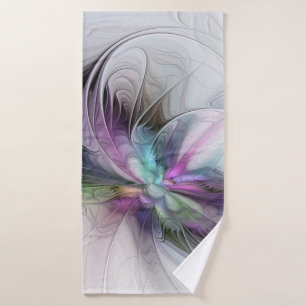 New Life, Colourful Abstract Fractal Art Fantasy Bath Towel