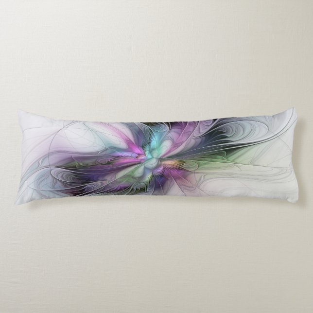 New Life, Colourful Abstract Fractal Art Fantasy Body Cushion (Front)