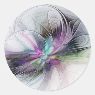 New Life, Colourful Abstract Fractal Art Fantasy Classic Round Sticker