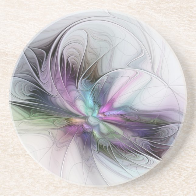 New Life, Colourful Abstract Fractal Art Fantasy Coaster (Front)