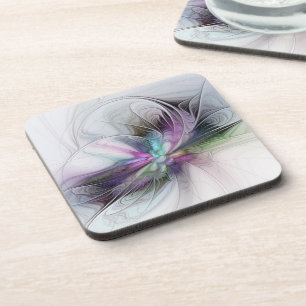 New Life, Colourful Abstract Fractal Art Fantasy Coaster