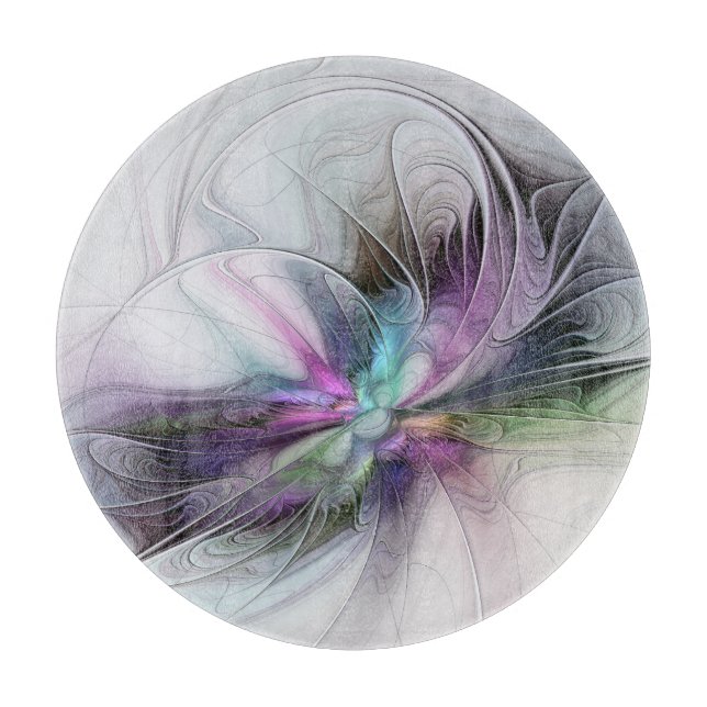 New Life, Colourful Abstract Fractal Art Fantasy Cutting Board (Front)