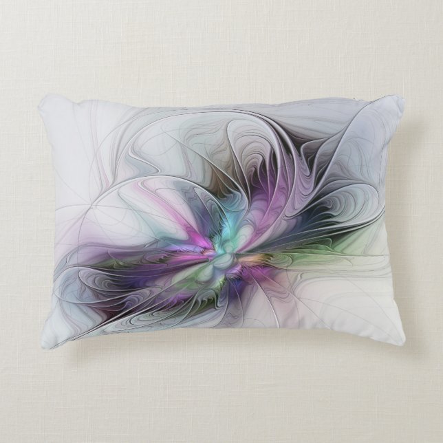 New Life, Colourful Abstract Fractal Art Fantasy Decorative Cushion (Front)