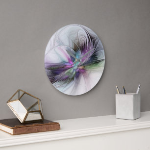 New Life, Colourful Abstract Fractal Art Fantasy Large Clock