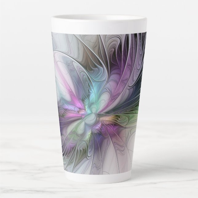 New Life, Colourful Abstract Fractal Art Fantasy Latte Mug (Front)