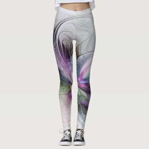 New Life, Colourful Abstract Fractal Art Fantasy Leggings