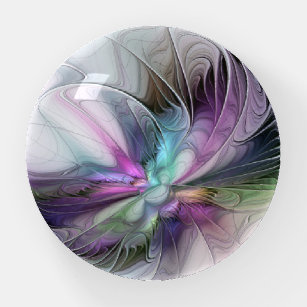New Life, Colourful Abstract Fractal Art Fantasy Paperweight