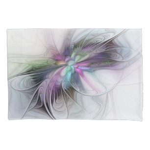 New Life, Colourful Abstract Fractal Art Fantasy Pillowcase
