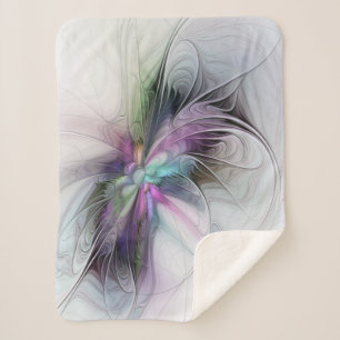New Life, Colourful Abstract Fractal Art Fantasy Sherpa Blanket