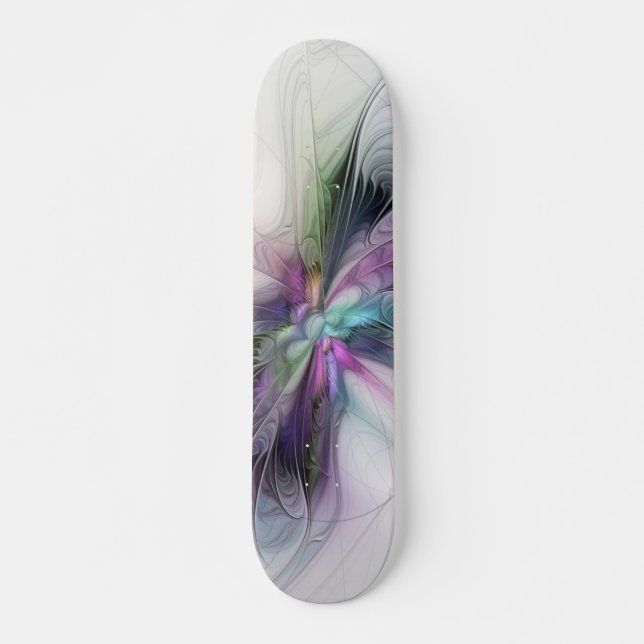 New Life, Colourful Abstract Fractal Art Fantasy Skateboard (Front)