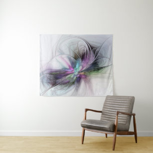 New Life, Colourful Abstract Fractal Art Fantasy Tapestry