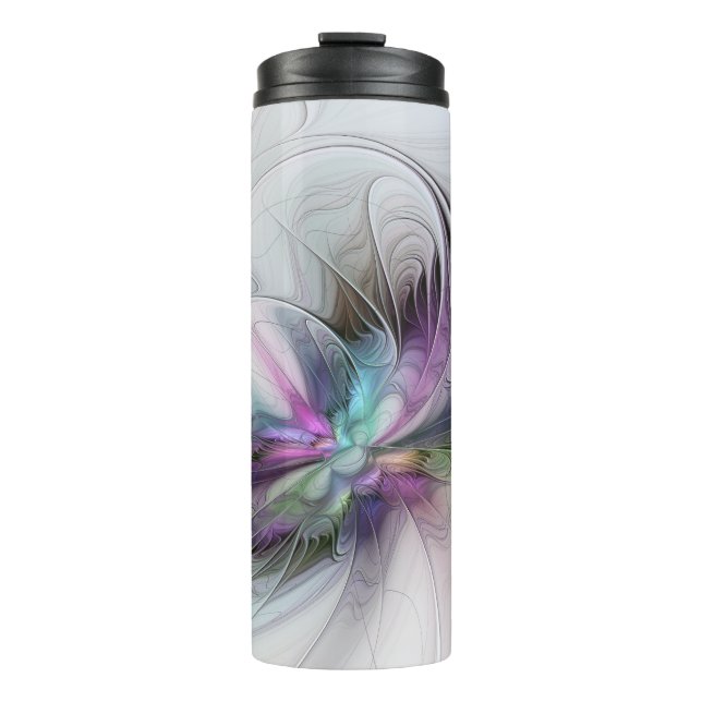 New Life, Colourful Abstract Fractal Art Fantasy Thermal Tumbler (Front)