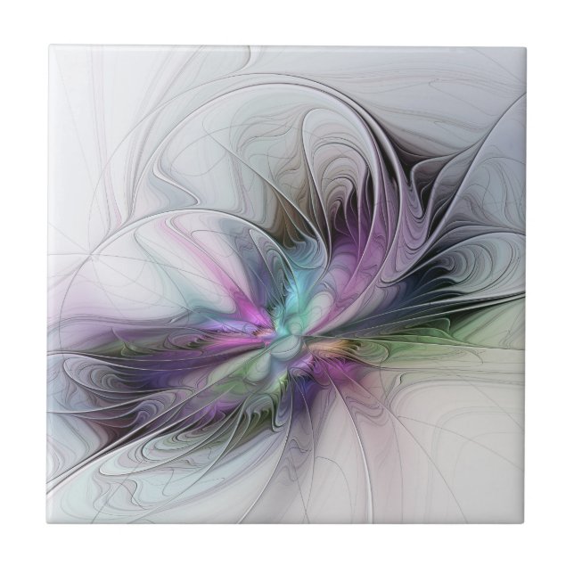 New Life, Colourful Abstract Fractal Art Fantasy Tile (Front)