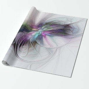 New Life, Colourful Abstract Fractal Art Fantasy Wrapping Paper