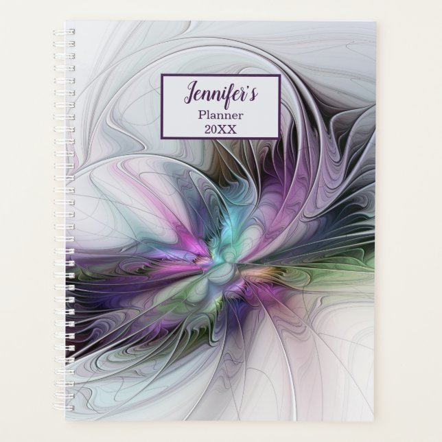 New Life, Colourful Abstract Fractal Fantasy Name Planner (Front)