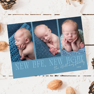 New Life New Light Denim Blue Birth Announcement