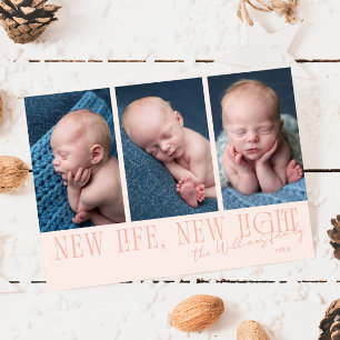 New Life New Light Peach Birth Announcement