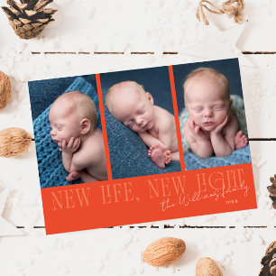 New Life New Light Red Birth Announcement