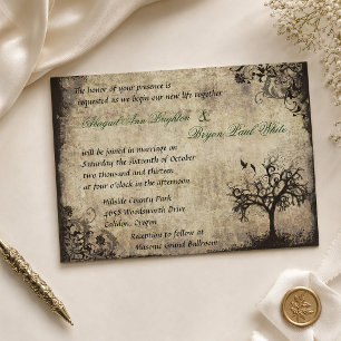 New Life Vintage Tree Wedding Invitation