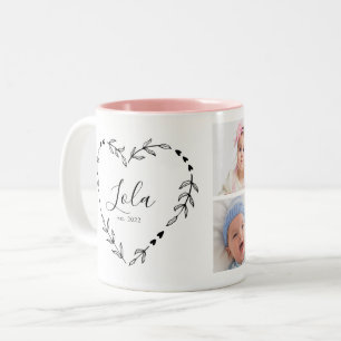 New Lola Year Est. Four Photo Collage Two-Tone Coffee Mug
