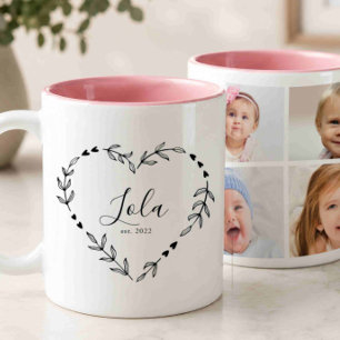 New Lola Year Est. Four Photo Collage Two-Tone Coffee Mug