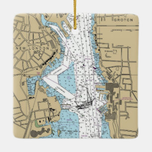New London CT Chart Ceramic Ornament