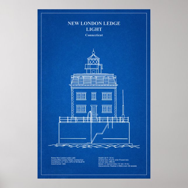 New London Ledge Lighthouse - Connecticut – AD Poster (Front)