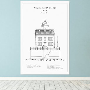 New London Ledge Lighthouse - Connecticut - BD Canvas Print
