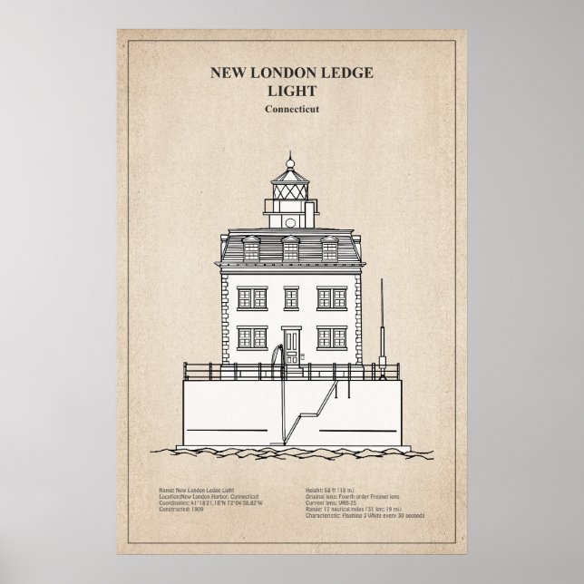 New London Ledge Lighthouse - Connecticut - SBD Poster (Front)