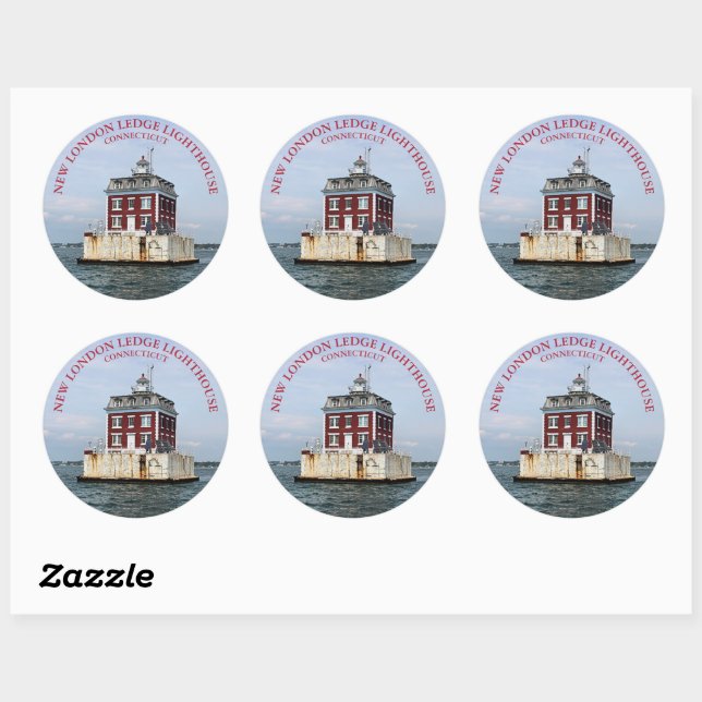 New London Ledge Lighthouse, CT Round Sticker (Sheet)