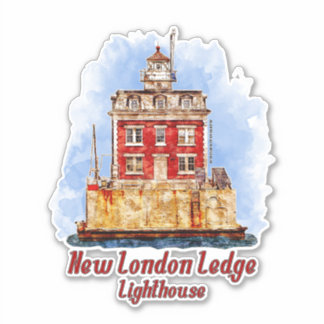 New London Ledge Lighthouse Watercolor Connecticut