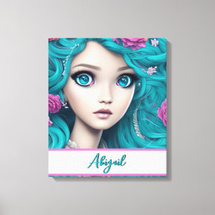 New London Princess with Turquoise Hair and Eyes   Canvas Print