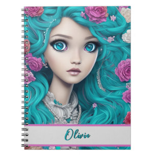 New London Princess with Turquoise Hair and Eyes Notebook