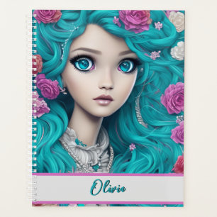 New London Princess with Turquoise Hair and Eyes Planner