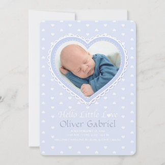 New Love Blue Photo Birth Announcement