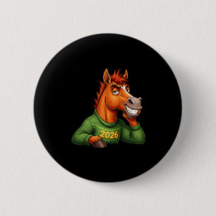 New Lunar Horse Festive Cartoon Premium 6 Cm Round Badge