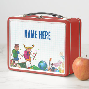 NEW! Lunchbox - Back to School Metal - Red