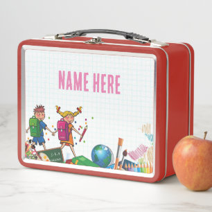 NEW! Lunchbox - Back to School Metal - Red