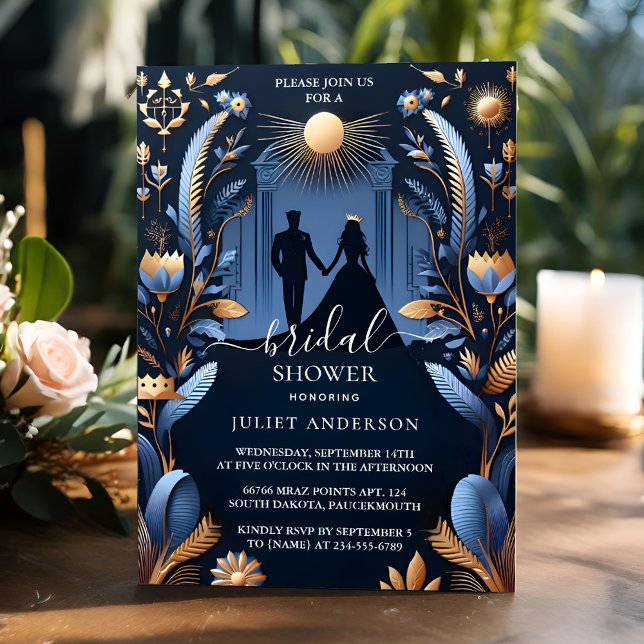 New Luxury Fuchsia Crown Royal Blue Bridal Shower Invitation (Creator Uploaded)