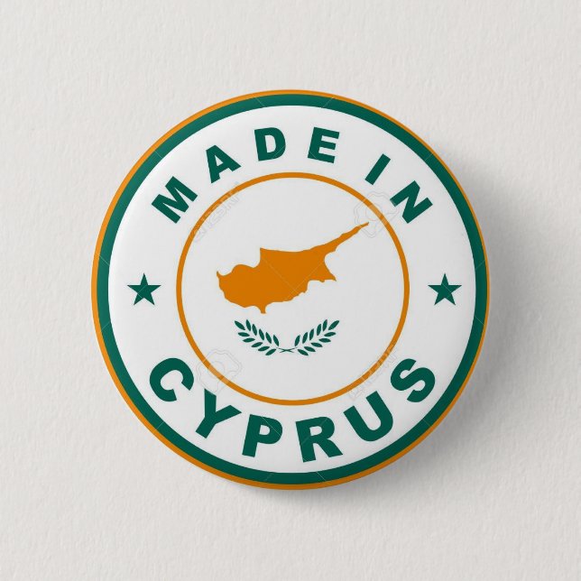 NEW!! - MADE IN CYPRUS PINBACK BADGE (Front)